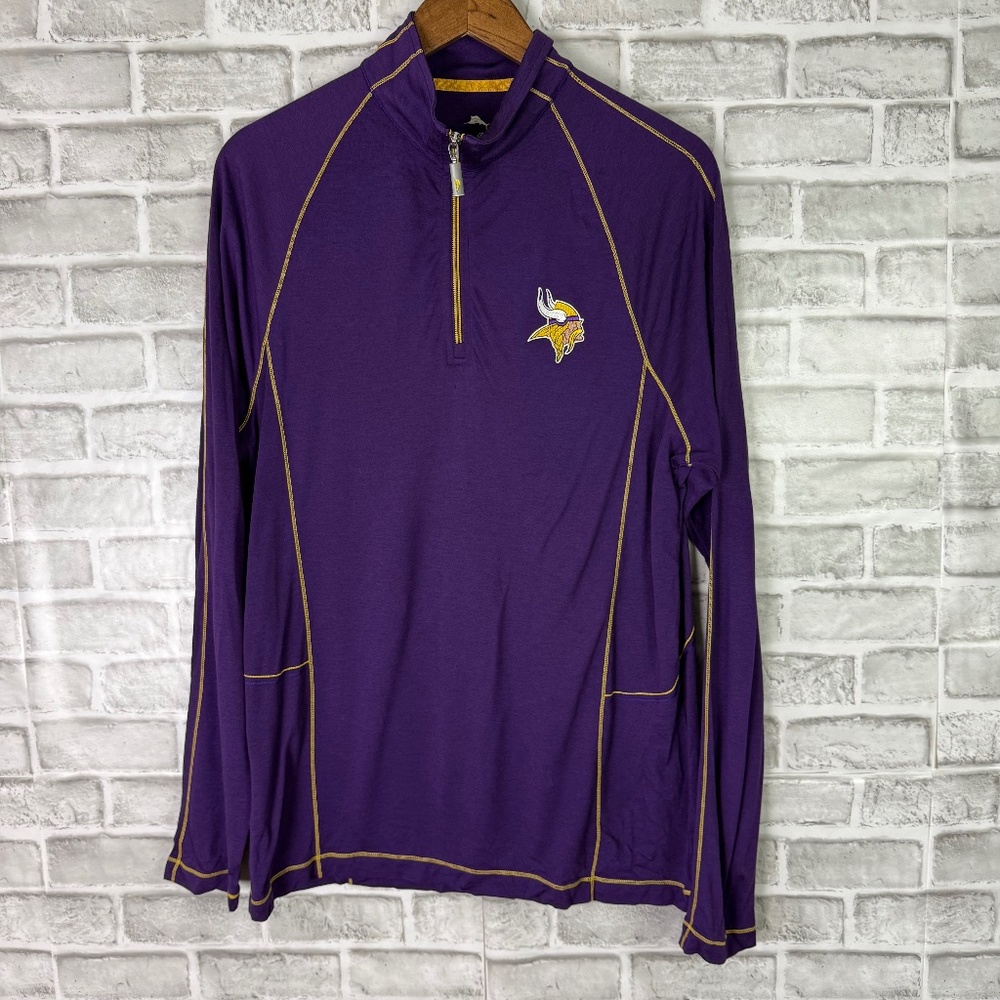 Minnesota Vikings x Tommy Bahama Wool Blend Quarter Zip Pullover Mens Medium